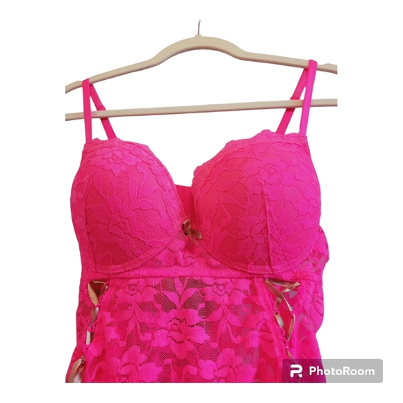 NWOT Candy Couture Hot Pink Lace Lingere - Picture 9 of 11